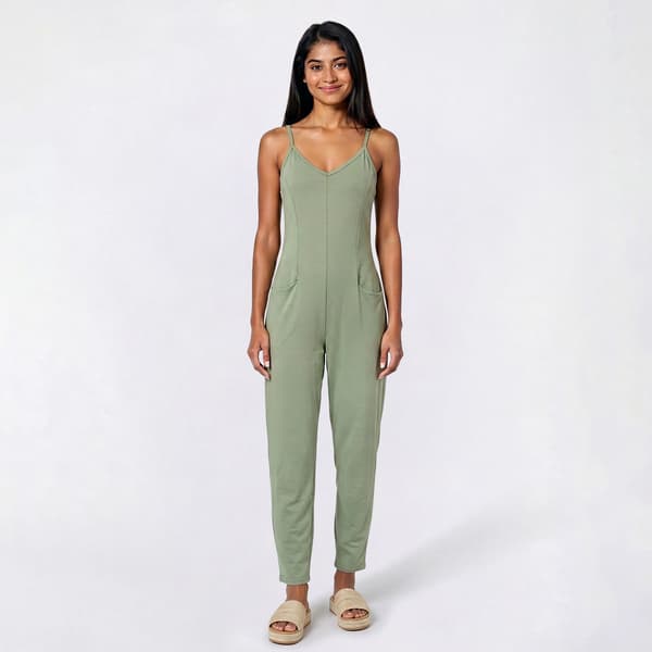 Juniors No Comment French Terry Slouchy Jumpsuit with Pockets - image 
