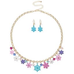Multi Color Snowflake Necklace & Earring Set