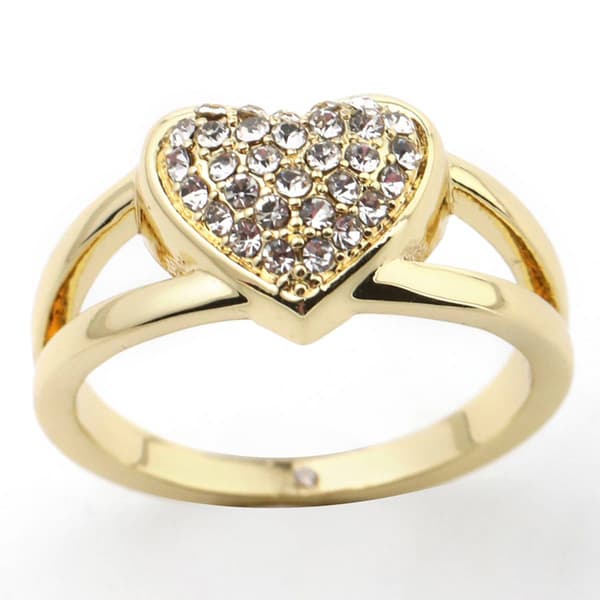 Ashley Cooper(tm) Gold-Tone Pave Heart Motif Ring - image 
