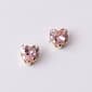 Kids Gold 14kt. Pink Cubic Zirconia 4mm Heart Earrings - image 1