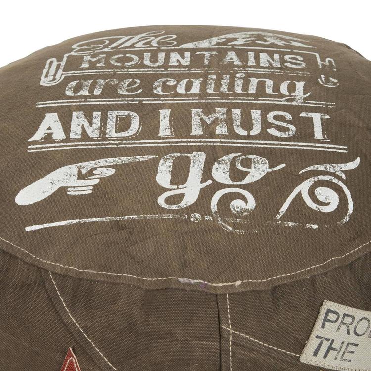 9th & Pike® Rustic Brown Canvas Round Pouf Ottoman
