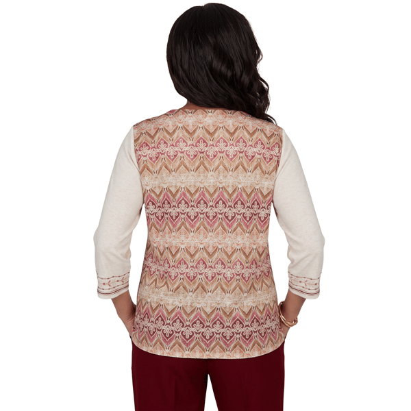 Petite Alfred Dunner Union Square Medallion Embroidered Blouse