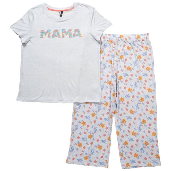 Womens Jaclyn Short Sleeve Mama Flowers Capri Pajama Set - image 