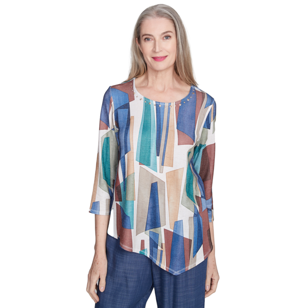 Womens Alfred Dunner Summer Solstice Stained Glass Blouse - image 