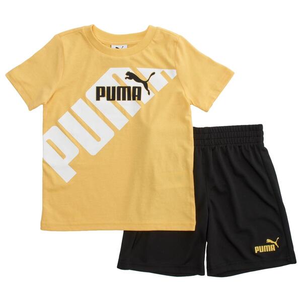 Boys &#40;4-7&#41; Puma&#40;R&#41; 2pc. Solid Cotton Big Logo Tee & Shorts Set - image 