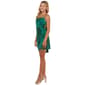 Juniors Emerald Sundae Satin Ruch Tie Back Sheath Dress - image 4