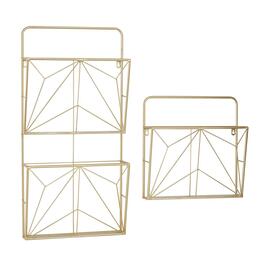 9th & Pike&#40;R&#41; Geometric Gold Metal Wall Mail Organizer - Set of 2