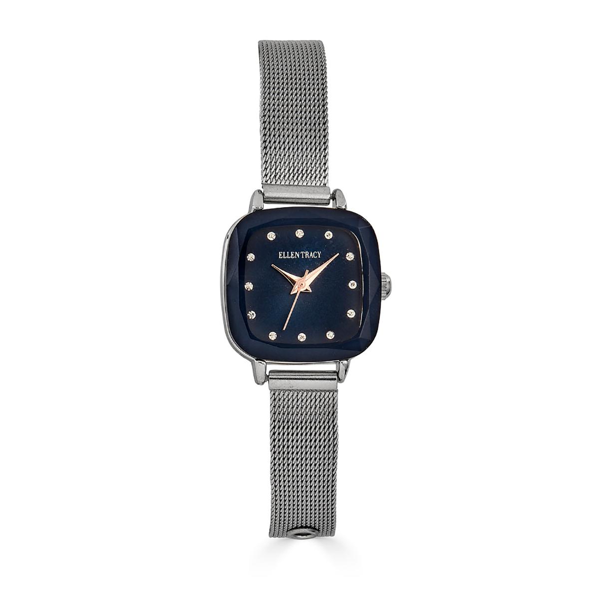 Womens Ellen Tracy Silver-Tone Square Mesh Watch - ET5427SL