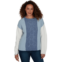 Petite Skyes the Limit Icy Blue Sparkle Color Block Sweater