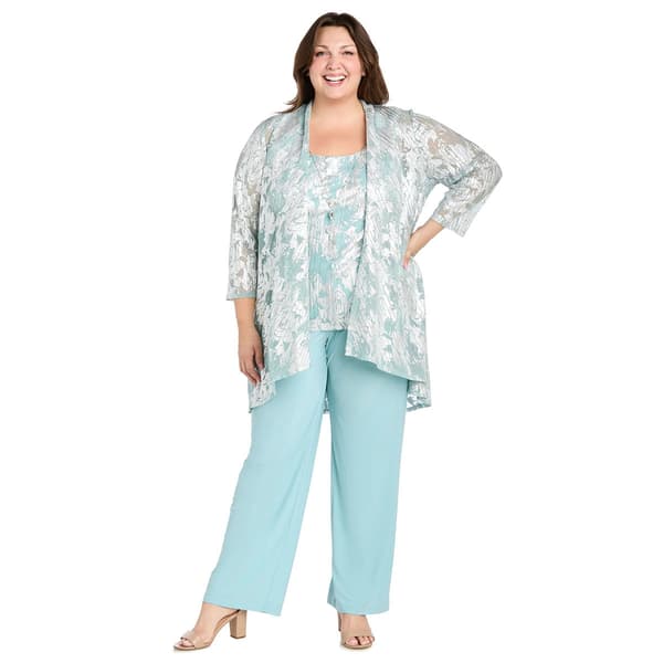 Plus Size R&M Richards Foil Jacquard Pants Set