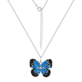 Crystal Critter Silver-Tone Butterfly Pendant