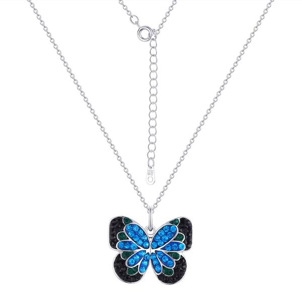 Crystal Critter Silver-Tone Butterfly Pendant - image 