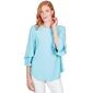 Petite Ruby Rd. By The Sea 3/4 Flutter Sleeve Swiss Dot Blouse - image 1