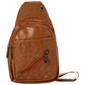 Mens Double Zipper Pebble Texture Brown Sling Bag - image 1