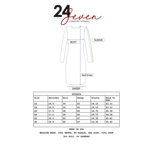 Plus Size 24/7 Comfort Apparel Elbow Sleeve Solid Wrap Dress