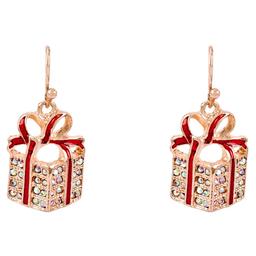 Crystal Stone & CZ Gift Box Drop Earrings