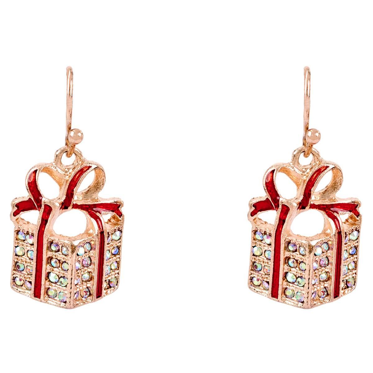 Crystal Stone & CZ Gift Box Drop Earrings
