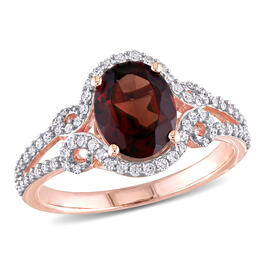 Gemstones Classics&#40;tm&#41; 10kt. Rose Gold Garnet Oval Halo Ring