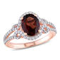 Gemstones Classics&#40;tm&#41; 10kt. Rose Gold Garnet Oval Halo Ring - image 1