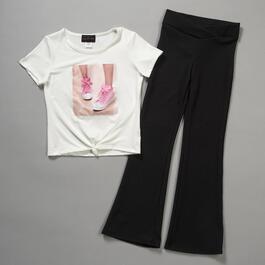Girls &#40;7-16&#41; Kids Can''t Miss Sneaker Patch Tee & Flared Pant Set