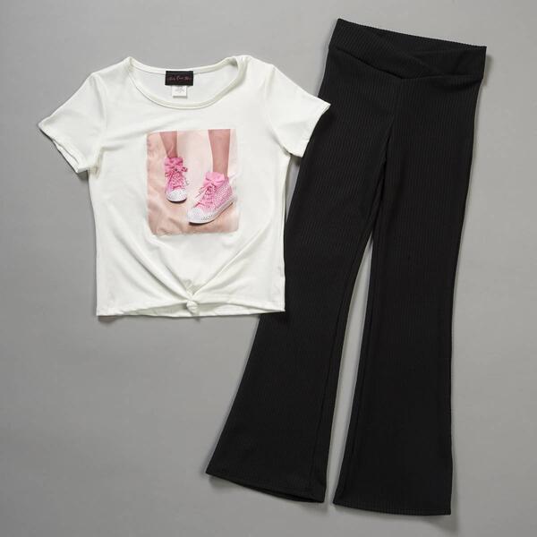 Girls &#40;7-16&#41; Kids Can''t Miss Sneaker Patch Tee & Flared Pant Set - image 