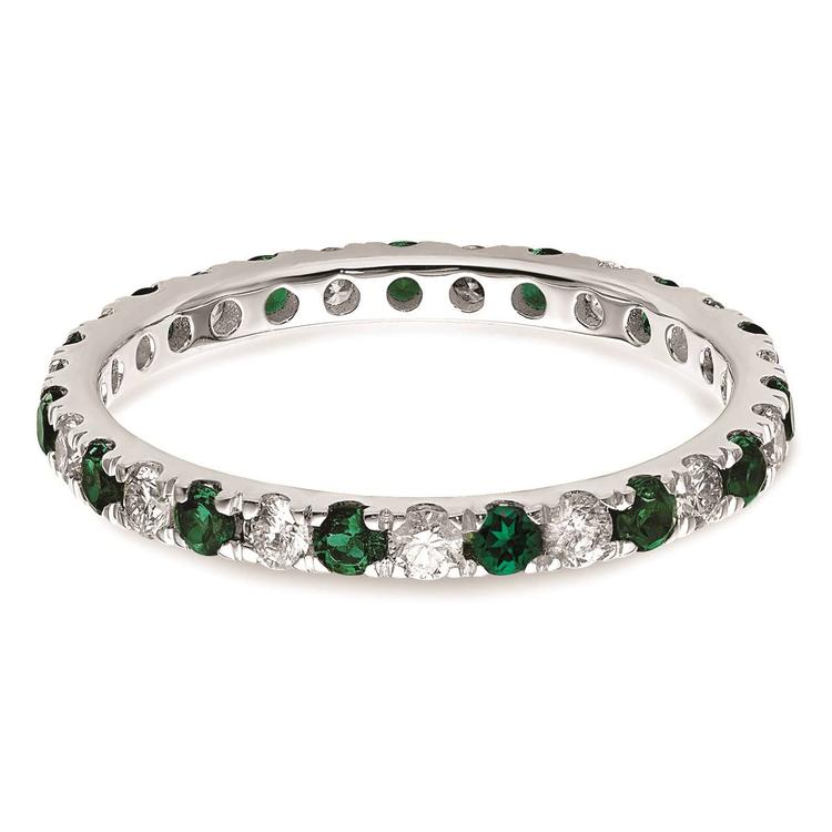 Pure Fire 14kt. White Gold Lab Created Emerald Eternity Band