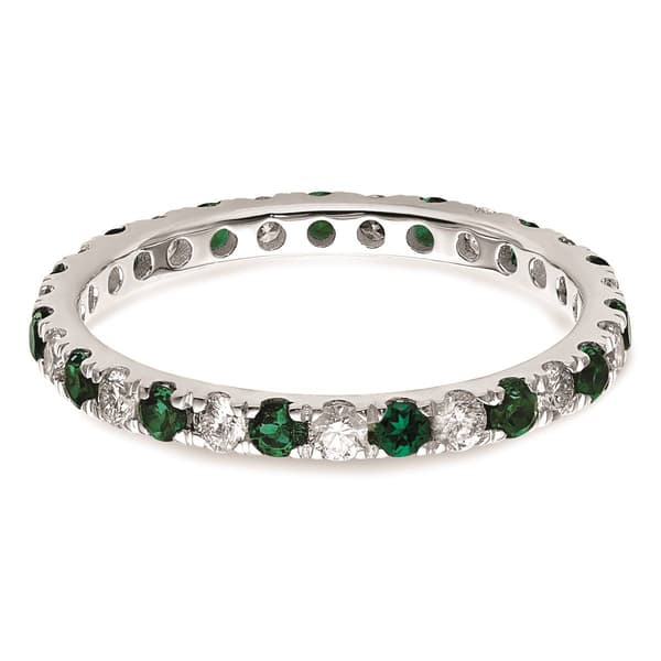 Pure Fire 14kt. White Gold Lab Created Emerald Eternity Band