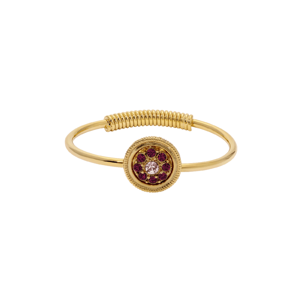 1928 Round Purple Crystal Wire Bangle Bracelet - image 