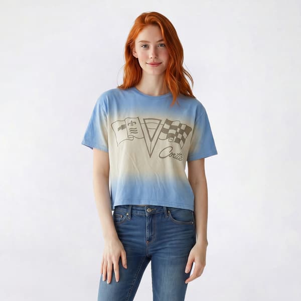 Juniors C-Life Short Sleeve Chevy Corvette Crop Tee - image 