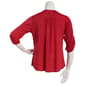Plus Size Notations ¾ Sleeve Solid Jacquard Zip Henley Blouse - image 2