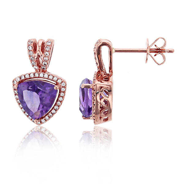 Gemstone Classics&#40;tm&#41; 10kt. Rose Gold Amethyst Stud Earrings - image 