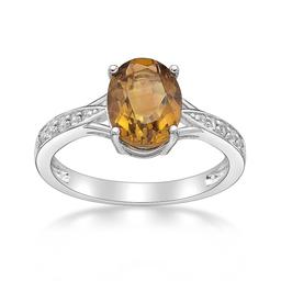 Sterling Silver Ring w/ Citrine & White Topaz Gemstones