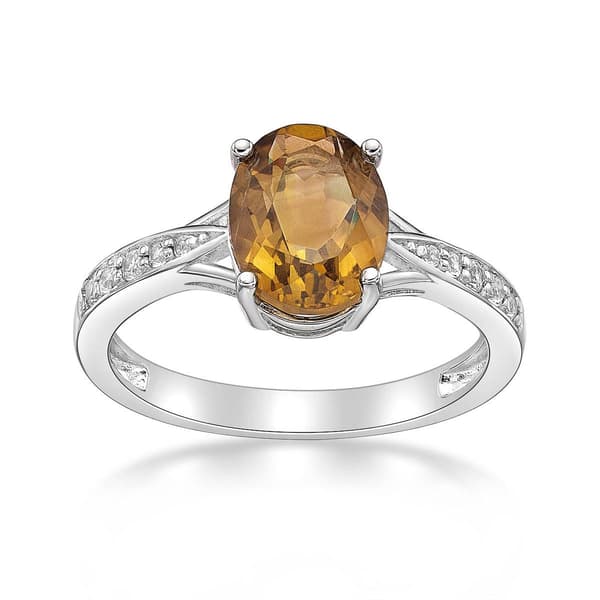 Sterling Silver Ring w/ Citrine & White Topaz Gemstones - image 