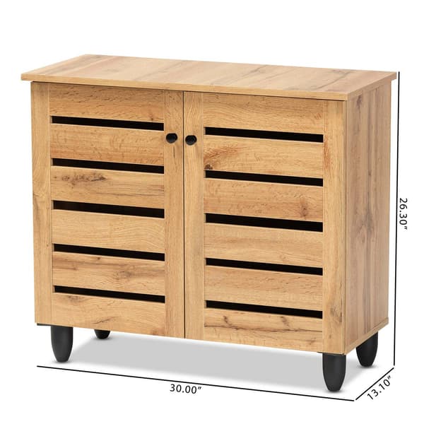 Baxton Studio Gisela Oak Brown Wood 2-Door Shoe Storage Cabinet