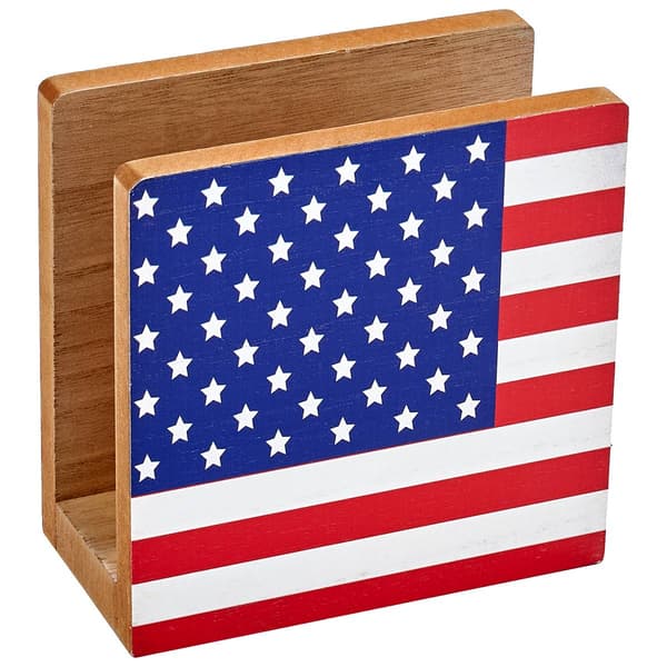 Home Essentials 6X3 American Flag Wood Napkin Holder - image 