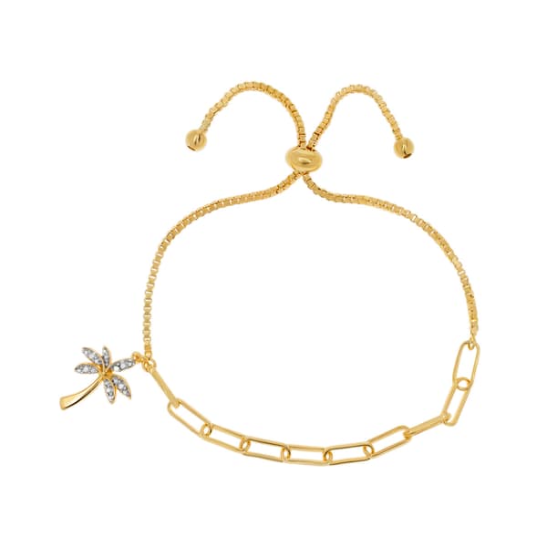 Accents by Gianni Argento Diamond Palm Tree Paperclip Bracelet - image 