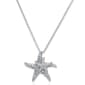 Silver Plated & Blue CZ Double Starfish Pendant Necklace - image 1