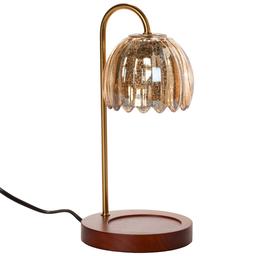Fitz and Floyd Glass Brown Wood Electric Wax Warmer