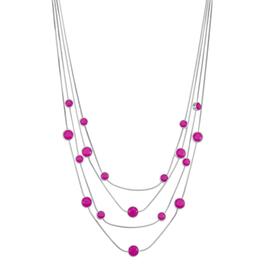 Napier Silver-Tone & Pink Illusion Multi-Row Necklace