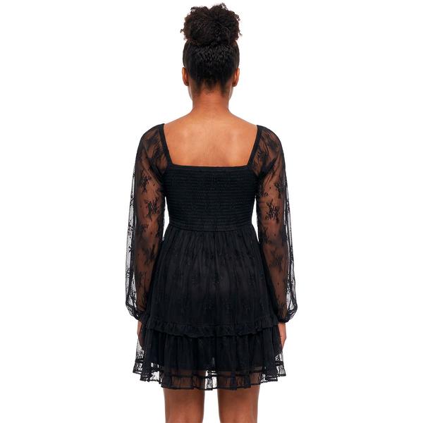 Juniors Jolt Long Sleeve Lace Tier Skater Dress