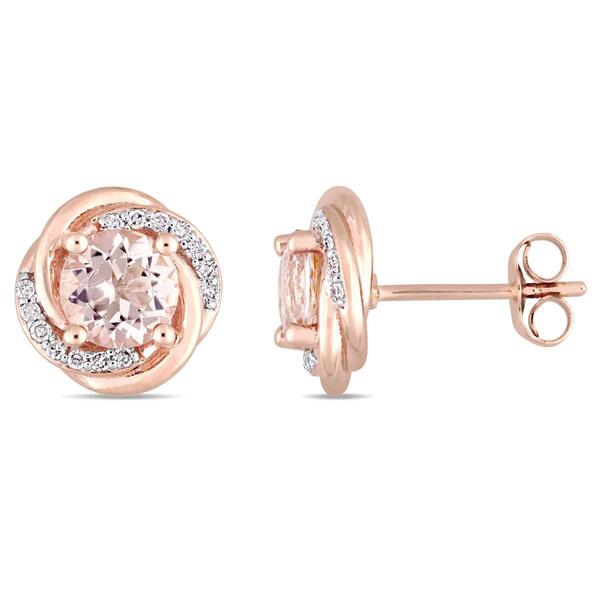 Gemstone Classics&#40;tm&#41; Rose Gold Diamond Swirl Stud Earrings - image 