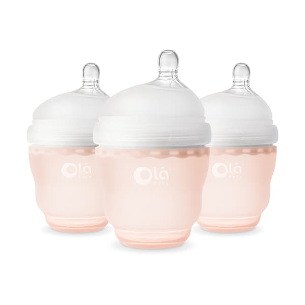 Olababy 3pk. 4oz. Bottle with Slow Flow Nipple - Coral - image 