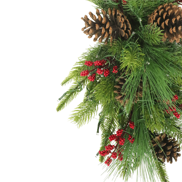 Puleo International Pre-Lit Adorned Banister Swag with Pinecones