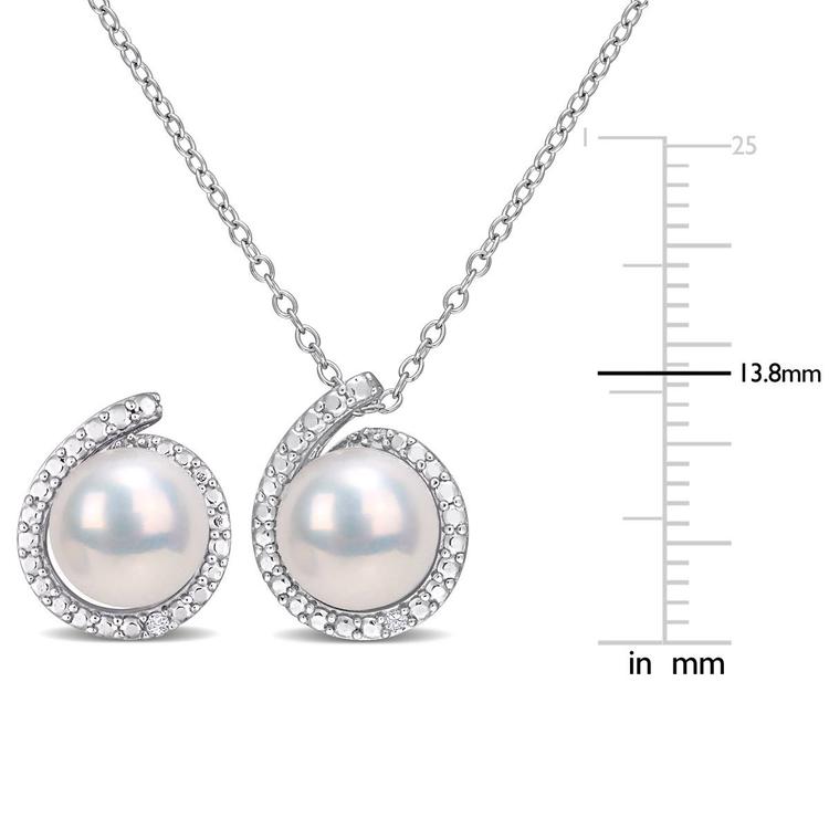 Gemstone Classics™ White Pearl & Diamond Earrings & Pendant Set
