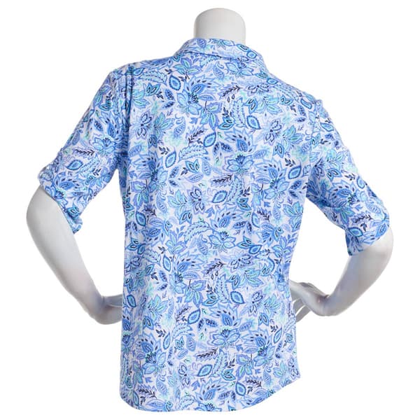 Womens Emily Daniels Elbow Sleeve One Pocket Paisley Henley