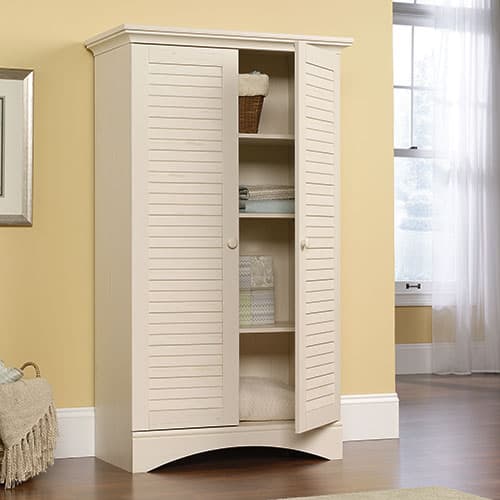 Sauder Harbor View Storage Cabinet - Antiqued White