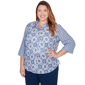 Plus Size Alfred Dunner Mykonos Geometric Button Front Blouse - image 3