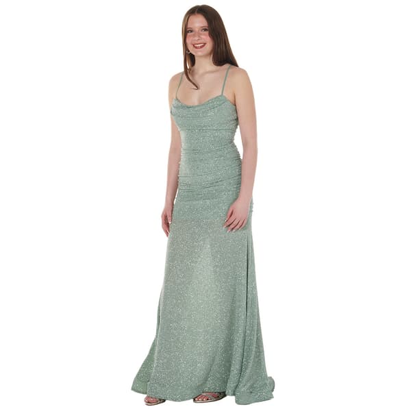 Juniors Emerald Sundae Glitter Knit Sheath Dress w/ Horsehair Hem