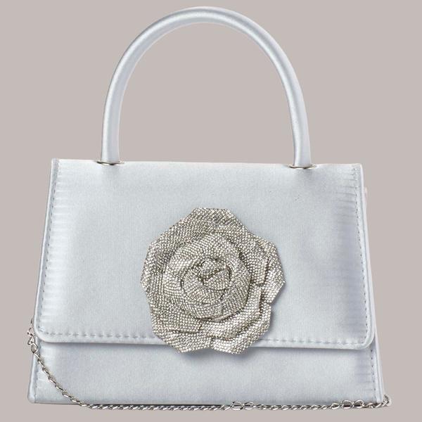 D''Margeaux Rhinestone Flower Clutch w/ Chain
