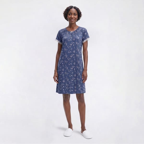 Womens Elizabeth & Nicole Short Sleeve Winter Bloom Nightgown